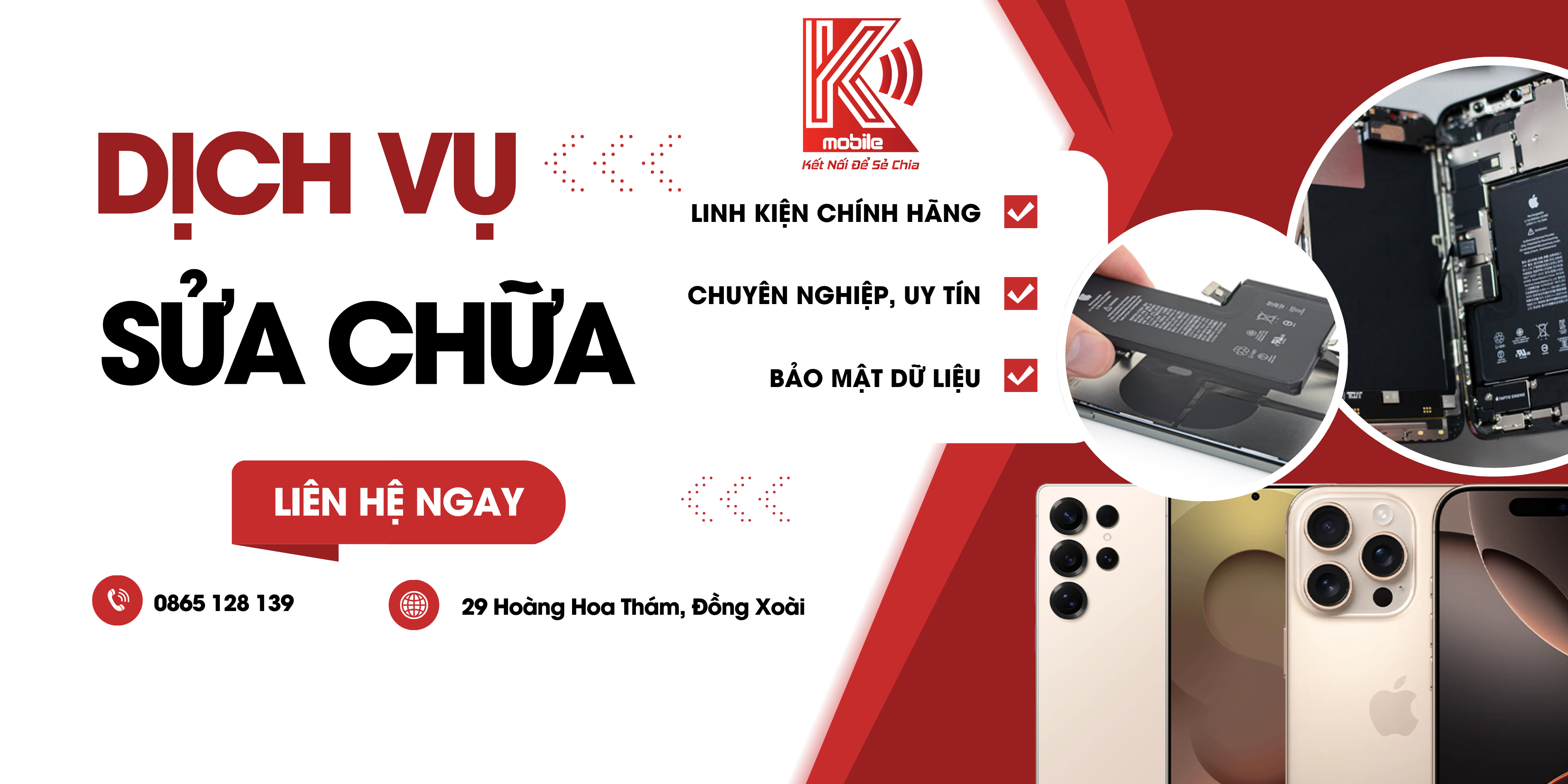 Dịch vụ sửa chữa iPhone, Samsung tại Đồng Xoài, Bình Phước